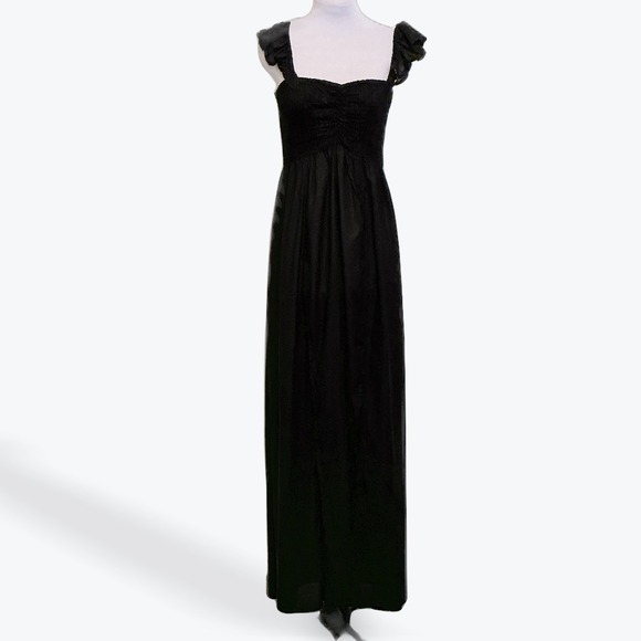 Raviya Dresses & Skirts - Raviya Womens Black Smocked Ruffle Cap Sleeve Maxi Dress 74581 Size Small NWT